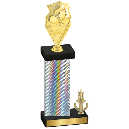 Accented Single Silver Carbon Fiber Victory Pickleball Trophy