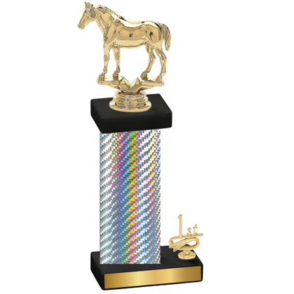 Accented Single Silver Carbon Fiber First Place Horses Trophy