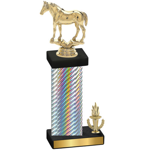 Accented Single Silver Carbon Fiber Victory Horses Trophy