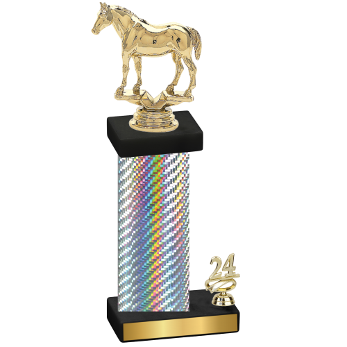 Accented Single Silver Carbon Fiber Year Horses Trophy