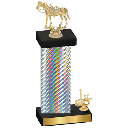 Accented Single Silver Carbon Fiber First Place Horses Trophy