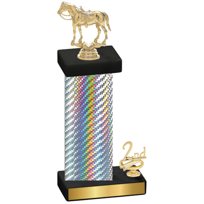 Accented Single Silver Carbon Fiber Second Place Horses Trophy