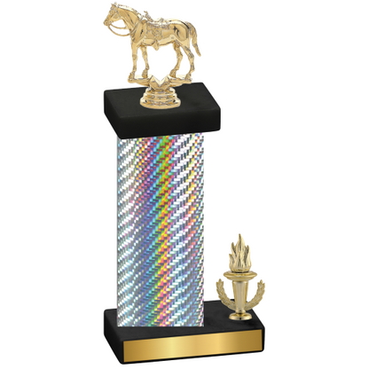 Accented Single Silver Carbon Fiber Victory Horses Trophy