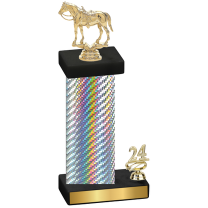 Accented Single Silver Carbon Fiber Year Horses Trophy