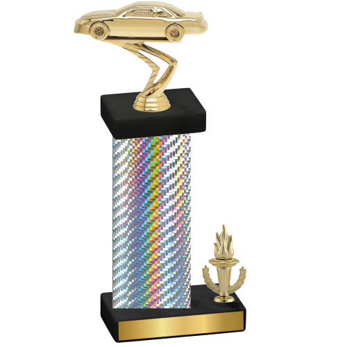 Accented Single Silver Carbon Fiber Victory Cars Trophy