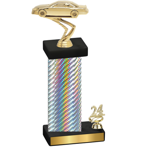 Accented Single Silver Carbon Fiber Year Cars Trophy