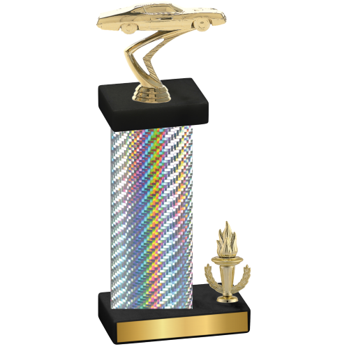 Accented Single Silver Carbon Fiber Victory Cars Trophy