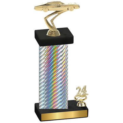 Accented Single Silver Carbon Fiber Year Cars Trophy