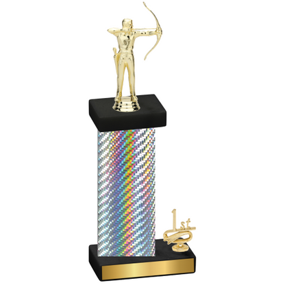 Accented Single Silver Carbon Fiber First Place Archery Trophy