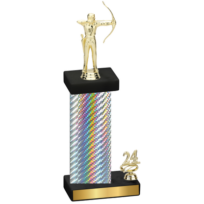 Accented Single Silver Carbon Fiber Year Archery Trophy