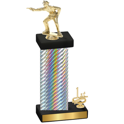 Accented Single Silver Carbon Fiber First Place Shooter Trophy