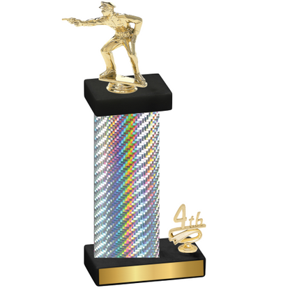 Accented Single Silver Carbon Fiber Fourth Place Shooter Trophy