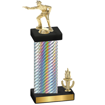 Accented Single Silver Carbon Fiber Victory Shooter Trophy