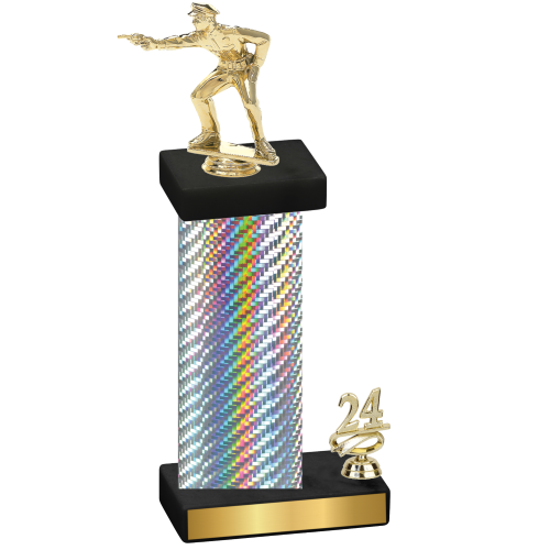 Accented Single Silver Carbon Fiber Year Shooter Trophy