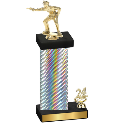 Accented Single Silver Carbon Fiber Year Shooter Trophy