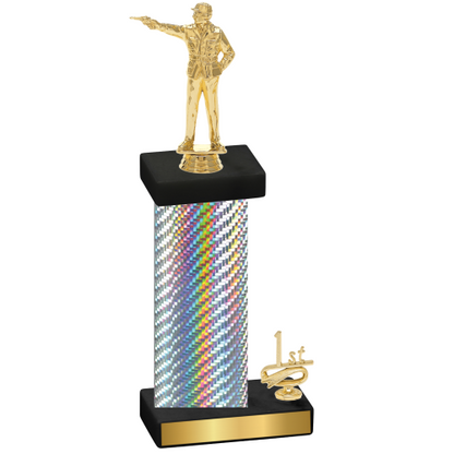 Accented Single Silver Carbon Fiber First Place Shooter Trophy