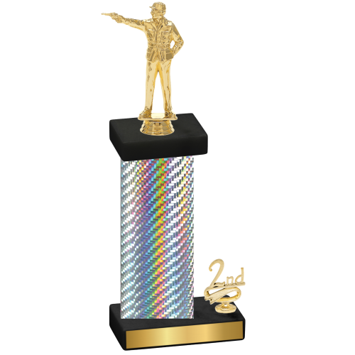 Accented Single Silver Carbon Fiber Second Place Shooter Trophy