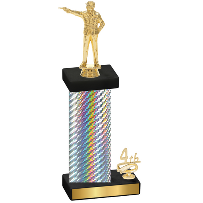 Accented Single Silver Carbon Fiber Fourth Place Shooter Trophy