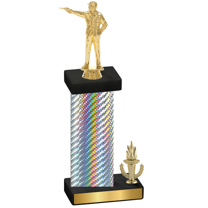 Accented Single Silver Carbon Fiber Victory Shooter Trophy