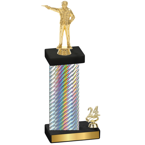 Accented Single Silver Carbon Fiber Year Shooter Trophy