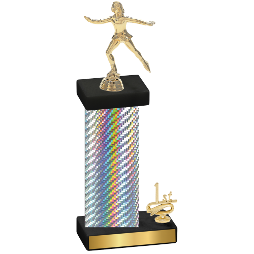 Accented Single Silver Carbon Fiber First Place Skater Trophy