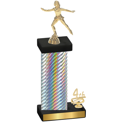 Accented Single Silver Carbon Fiber Fourth Place Skater Trophy