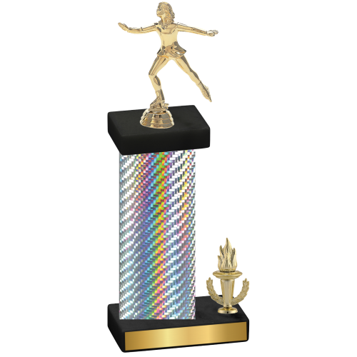 Accented Single Silver Carbon Fiber Victory Skater Trophy