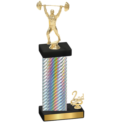 Accented Single Silver Carbon Fiber Second Place Weights Trophy