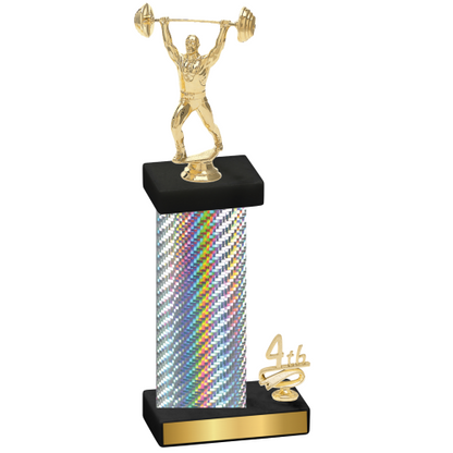 Accented Single Silver Carbon Fiber Fourth Place Weights Trophy
