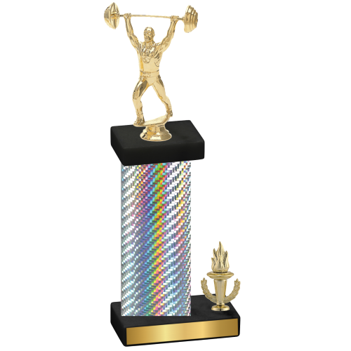 Accented Single Silver Carbon Fiber Victory Weights Trophy