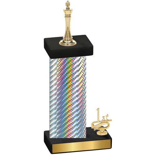 Accented Single Silver Carbon Fiber First Place Chess Trophy