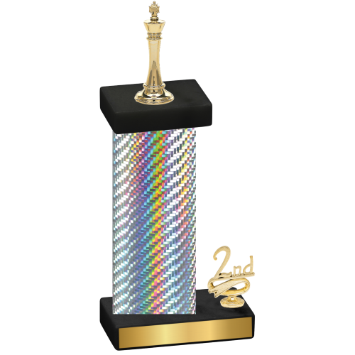 Accented Single Silver Carbon Fiber Second Place Chess Trophy