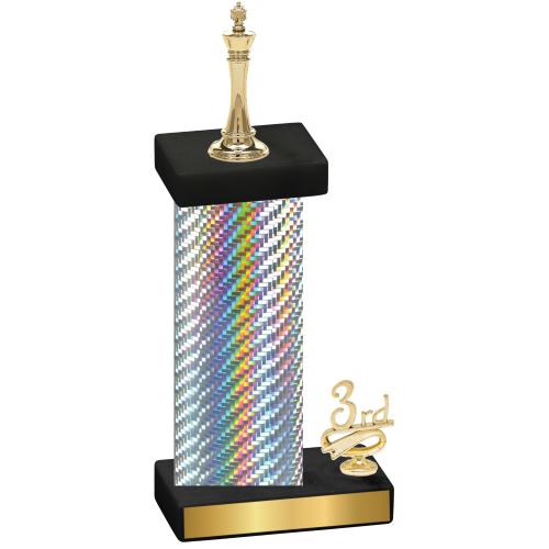 Accented Single Silver Carbon Fiber Third Place Chess Trophy