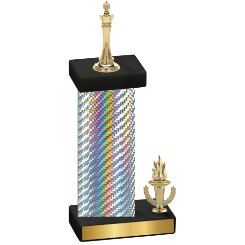 Accented Single Silver Carbon Fiber Victory Chess Trophy