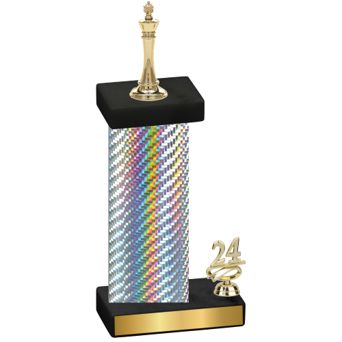 Accented Single Silver Carbon Fiber Year Chess Trophy