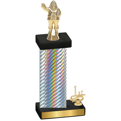 Accented Single Silver Carbon Fiber First Place Holiday Trophy