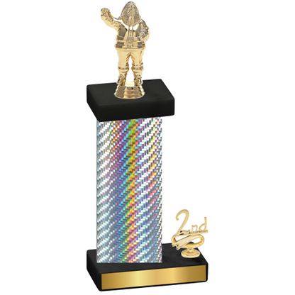 Accented Single Silver Carbon Fiber Second Place Holiday Trophy