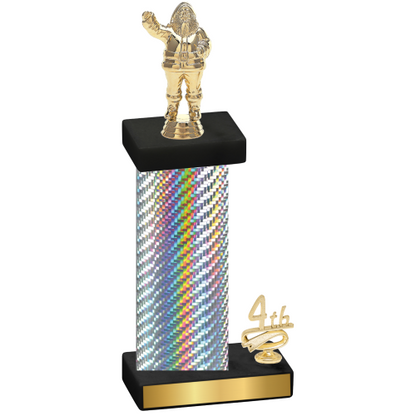 Accented Single Silver Carbon Fiber Fourth Place Holiday Trophy