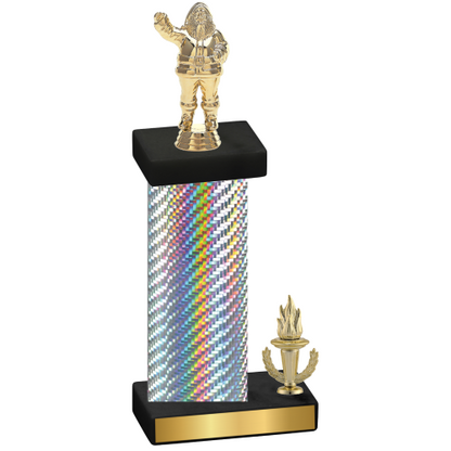 Accented Single Silver Carbon Fiber Victory Holiday Trophy