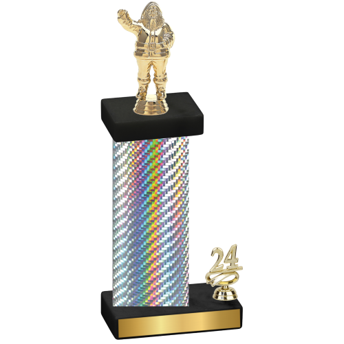 Accented Single Silver Carbon Fiber Year Holiday Trophy
