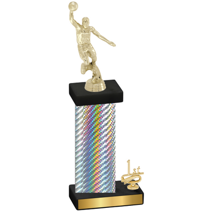 Accented Single Silver Carbon Fiber First Place Basketball Trophy