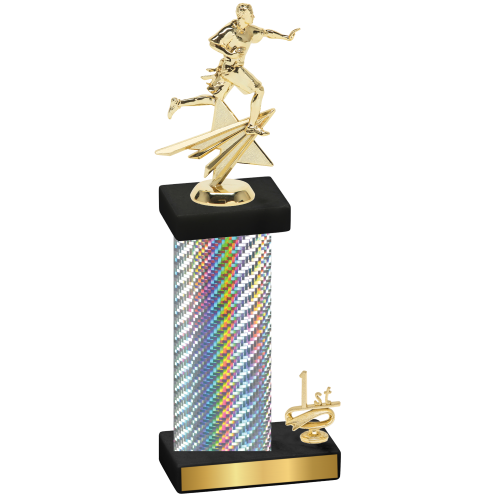 Accented Single Silver Carbon Fiber First Place Flag Football Trophy