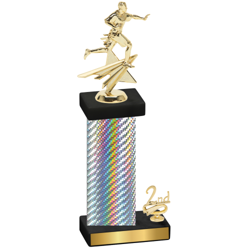 Accented Single Silver Carbon Fiber Second Place Flag Football Trophy