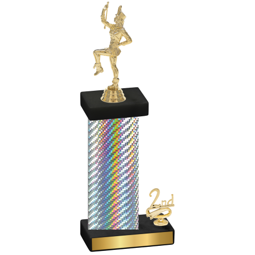 Accented Single Silver Carbon Fiber Second Place Majorette Trophy