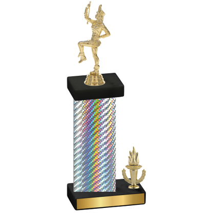 Accented Single Silver Carbon Fiber Victory Majorette Trophy