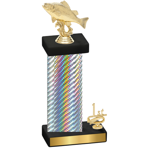 Accented Single Silver Carbon Fiber First Place Fishing Trophy