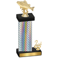 Accented Single Silver Carbon Fiber Second Place Fishing Trophy