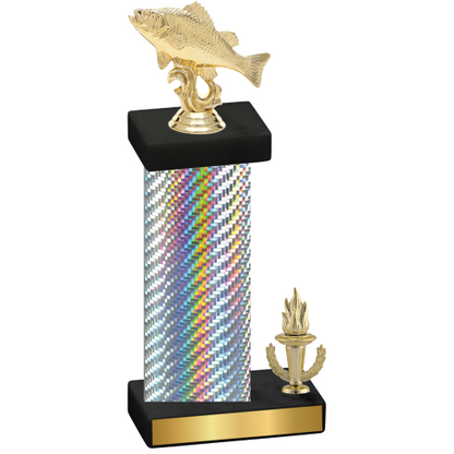 Accented Single Silver Carbon Fiber Victory Fishing Trophy