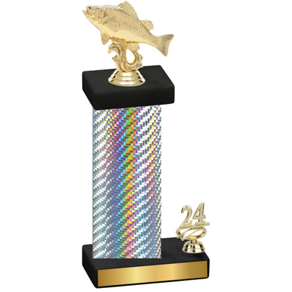 Accented Single Silver Carbon Fiber Year Fishing Trophy