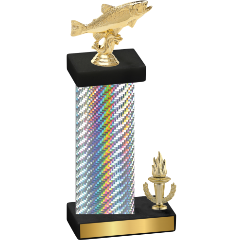 Accented Single Silver Carbon Fiber Victory Fishing Trophy